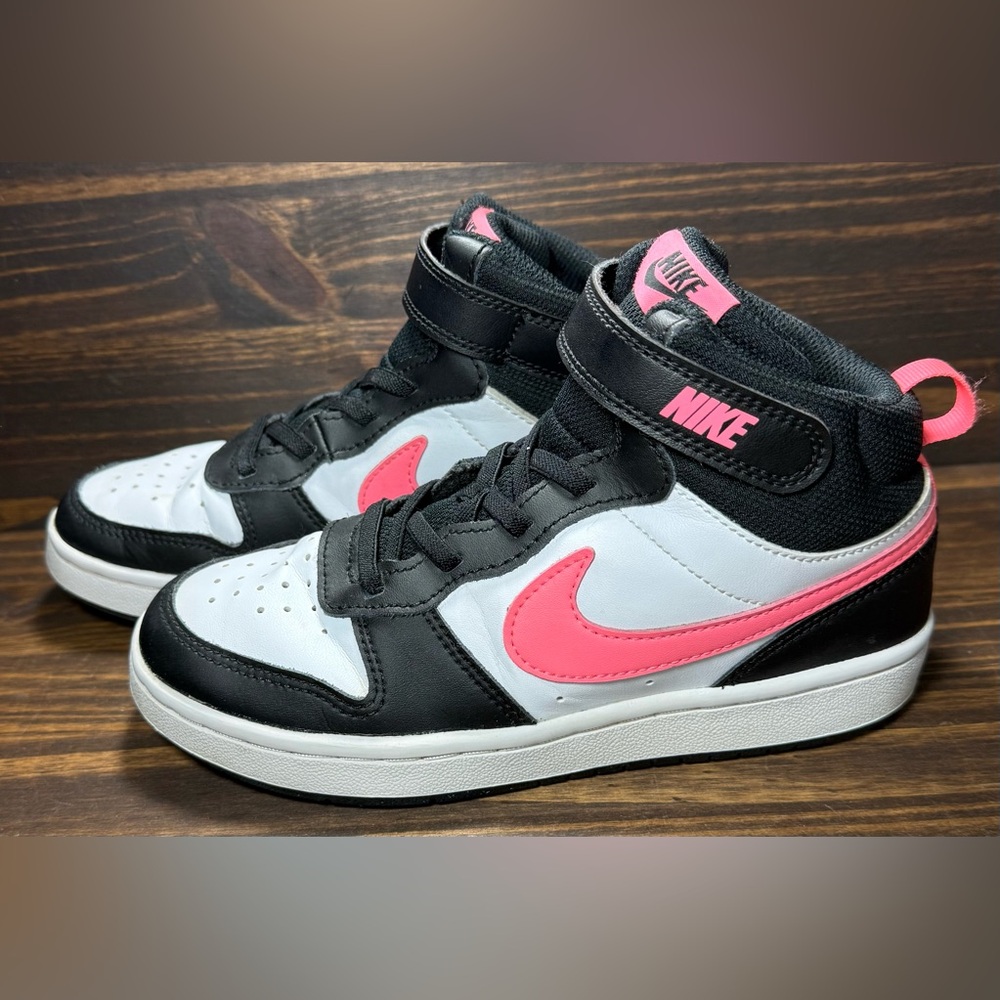 Nike Court Borough Mid 2 Little Kids Size 2.5 Y Shoes Black Sunset Pulse